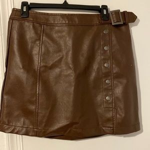 Large brown faux leather skirt